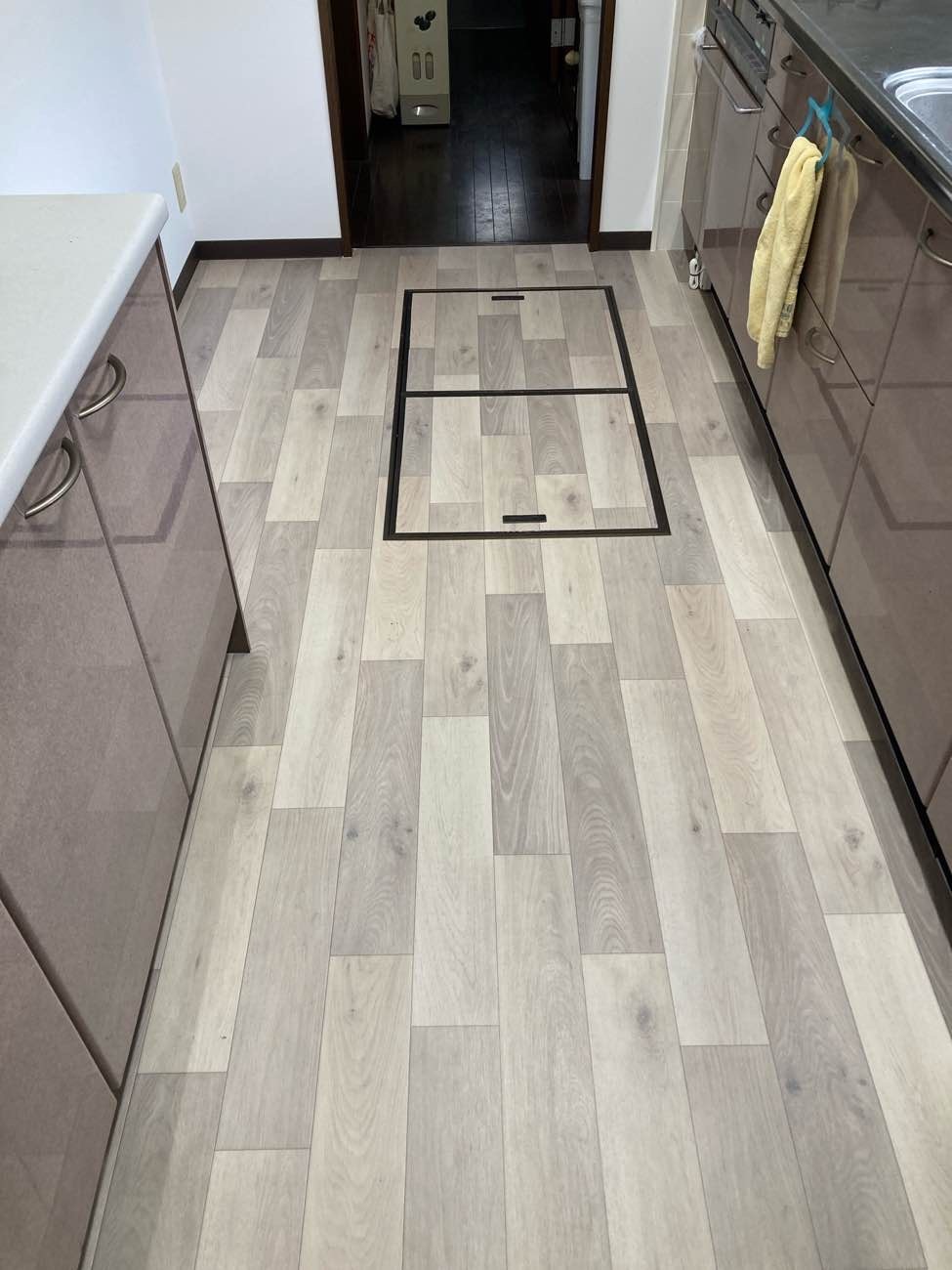 キッチン床クッションフロア上張り工事